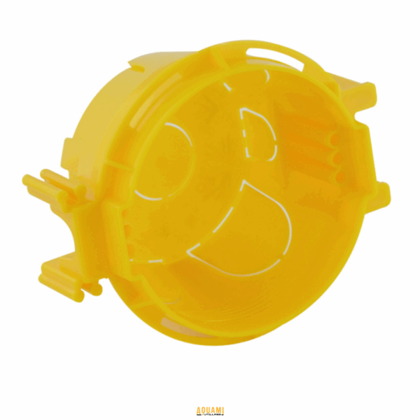 "Boîte ronde vide jaune – Solution de rangement pratique et durable pour organiser vos petits objets. Disponible chez Outillage Aouami."