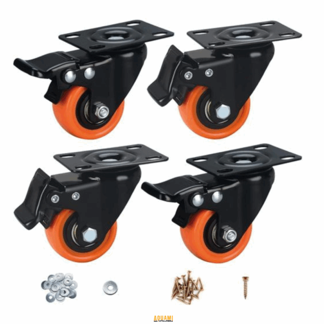 "Roue orange + frein, plaque et sans frein – Roue robuste avec option de frein pour un contrôle optimal, disponible avec plaque ou sans. Parfaite pour divers équipements. Disponible chez Outillage Aouami."