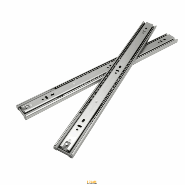 "Glissière de tiroir touche lâche 55 cm à bille – Système de glissière innovant et silencieux avec billes pour une ouverture et fermeture fluides et sans effort. Idéale pour des tiroirs de haute qualité. Disponible chez Outillage Aouami."