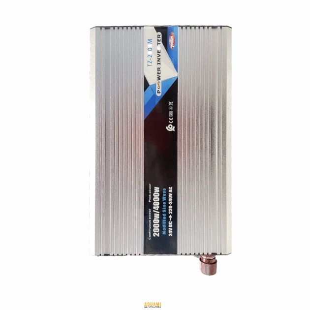 "Convertisseur DC/AC 24V 1000W – Appareil puissant et fiable pour convertir une tension continue de 24V en courant alternatif de 1000W, idéal pour alimenter des appareils électroniques et autres équipements à partir d'une batterie. Disponible chez Outillage Aouami."