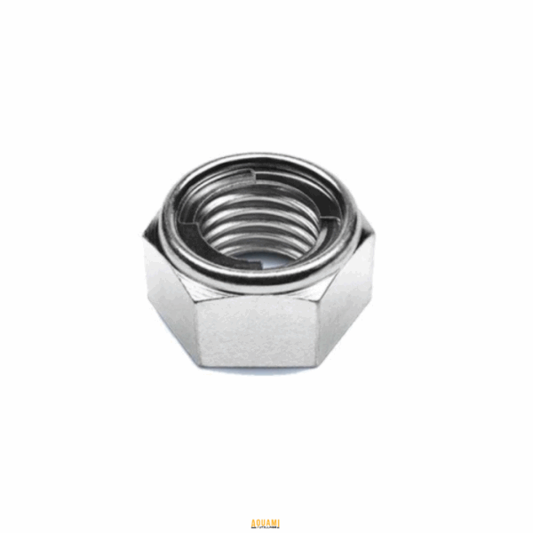 "Écrou avec frein – Fixation sécurisée avec système de blocage intégré pour éviter tout desserrage involontaire. Idéal pour les applications mécaniques et industrielles. Disponible chez Outillage Aouami."