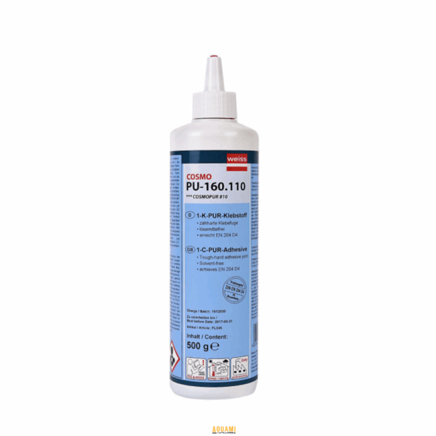 "Colle bois D4 500g Cosmo – Colle haute performance résistante à l'eau et à l'humidité, idéale pour les assemblages solides en menuiserie et ébénisterie. Assure une adhérence puissante et durable. Disponible chez Outillage Aouami."