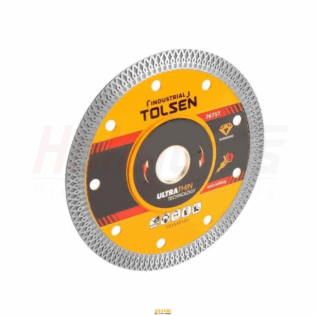 "Disque diamant chanfrein 115 mm ultra fin – Idéal pour effectuer des coupes nettes et précises sur des matériaux durs tels que le béton, la pierre ou les carreaux. Offre une performance optimale pour des travaux de finition. Disponible chez Outillage Aouami."