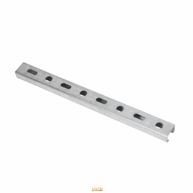 "Rail percé 27x18 pour canalisation – Profilé métallique conçu pour le montage et le support des systèmes de canalisation. Pratique, solide et durable. Disponible chez Outillage Aouami."