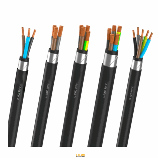 "Câble armé haute résistance, conçu pour une protection optimale contre les chocs et l'humidité. Idéal pour les installations électriques industrielles et extérieures. Disponible chez Outillage Aouami."