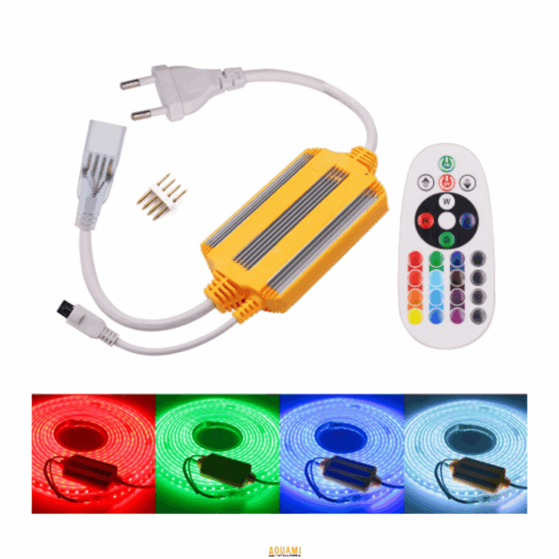 "Transformateur RGB pour alimentation de systèmes d'éclairage LED RGB. Fiche disponible chez Outillage Aouami."