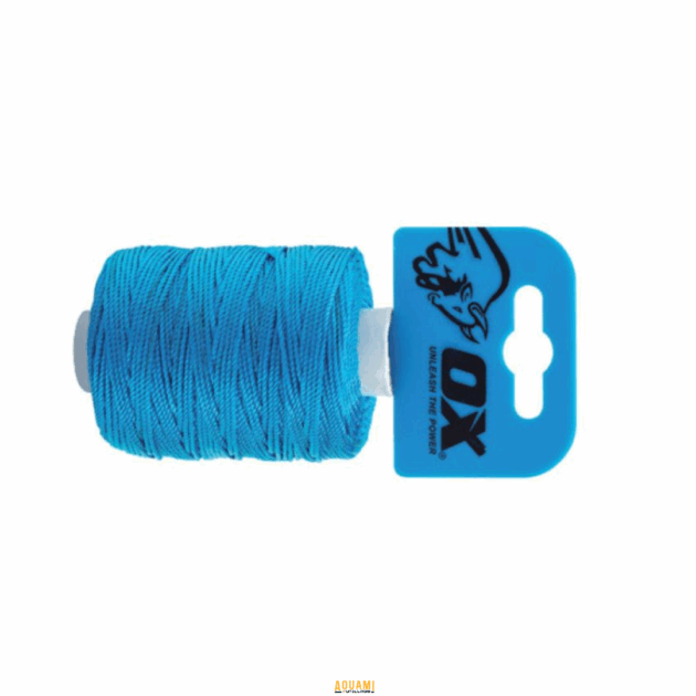 "Cordeau de maçonnerie bleu, utilisé pour tracer des lignes droites lors de la construction et de la maçonnerie. Disponible chez Outillage Aouami."