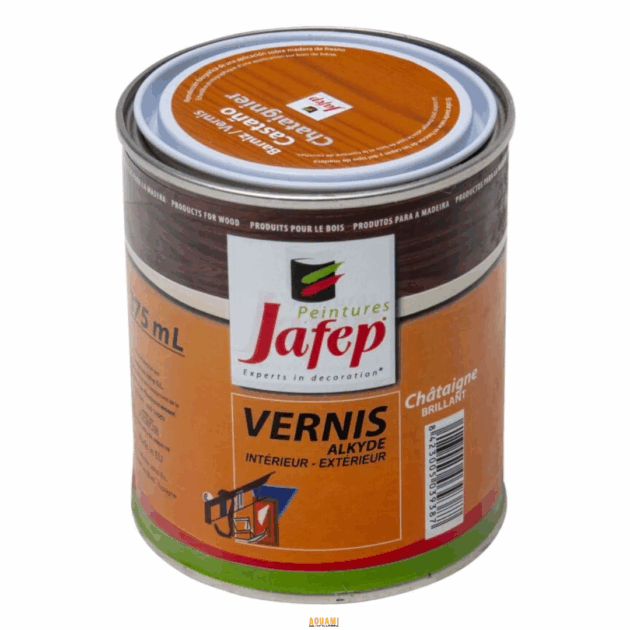 "Vernis synthétique de haute qualité pour protection et finition des surfaces bois et métal. Disponible chez Outillage Aouami."