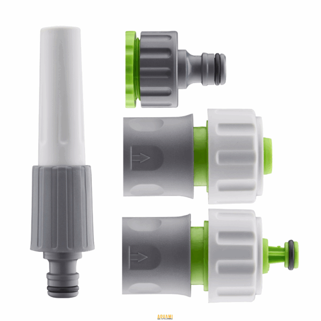 "Lance d’eau en plastique avec poignée pistolet, pack complet pour arrosage et nettoyage. Disponible chez Outillage Aouami."