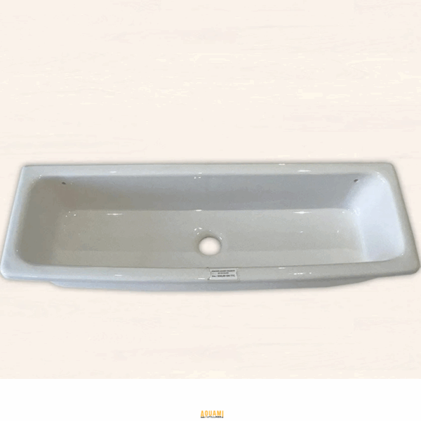"Lavabo collectif 95x33 cm blanc, idéal pour les espaces publics et sanitaires collectifs. Disponible chez Outillage Aouami."