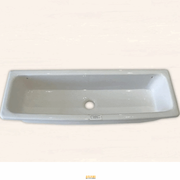 "Lavabo collectif 95x33 cm blanc, idéal pour les espaces publics et sanitaires collectifs. Disponible chez Outillage Aouami."