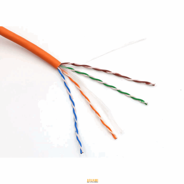 "Câble catégorie 6 orange/gris, conçu pour les réseaux Ethernet haut débit et les installations informatiques. Disponible chez Outillage Aouami."