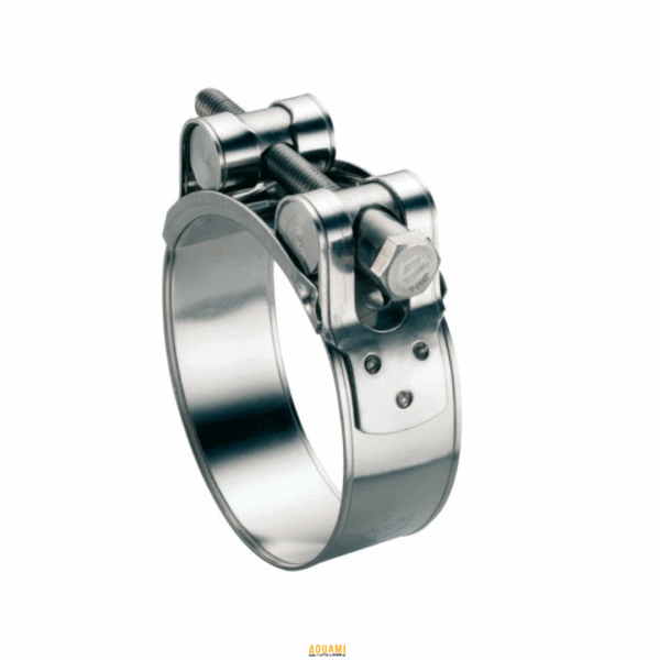 "Collier de serrage à tourillons pour tuyau épais et armé, conçu pour garantir un maintien solide et sécurisé dans les installations industrielles et domestiques. Disponible chez Outillage Aouami."