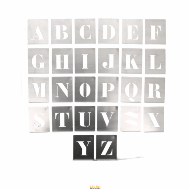 "Jeu de lettres à pocher 30/40/50/60/80/90/100/120 mm, idéal pour la gravure et la personnalisation de divers objets. Disponible chez Outillage Aouami."