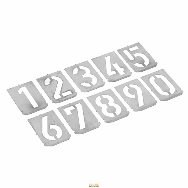 "Jeu de chiffres à pocher 30/40/50/60/80/90/100/120 mm, pour une utilisation facile dans la gravure ou l'impression. Disponible chez Outillage Aouami."
