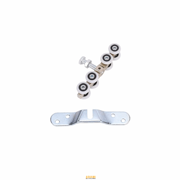"Ensemble de roulettes pour rail coulissant, idéal pour les portes coulissantes et installations de guidage. Disponible chez Outillage Aouami."