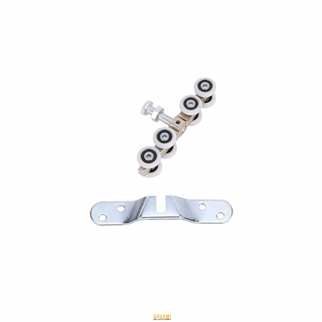 "Ensemble de roulettes pour rail coulissant, idéal pour les portes coulissantes et installations de guidage. Disponible chez Outillage Aouami."