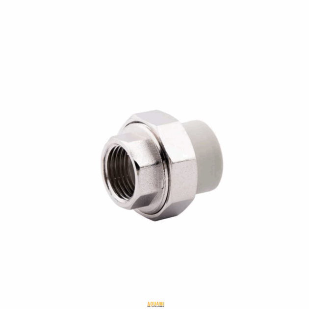 "Raccord union PPR pour plomberie, idéal pour les installations sanitaires et réseaux d'eau potable. Disponible chez Outillage Aouami."