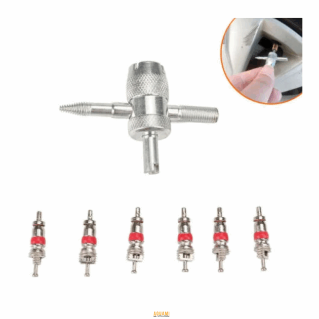 "Ouvre-valve pneu croix – Outil robuste et pratique pour l’ouverture des valves de pneus. Idéal pour les réparations et l'entretien des pneus. Disponible chez Outillage Aouami."