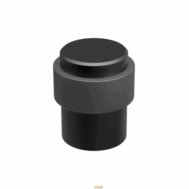 Butée de porte en inox et caoutchouc noir – protection murale élégante et résistante.