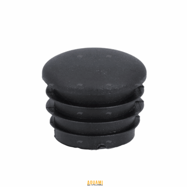 Bouchon rond en PVC noir 25 mm pour tube intérieur.