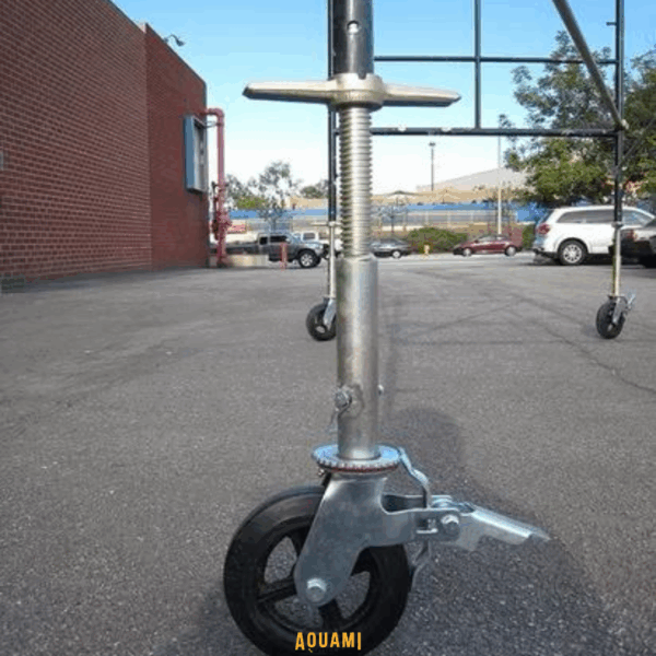 roue echafaudage 200x50x100 avec tige et frein robuste sécurité chantier