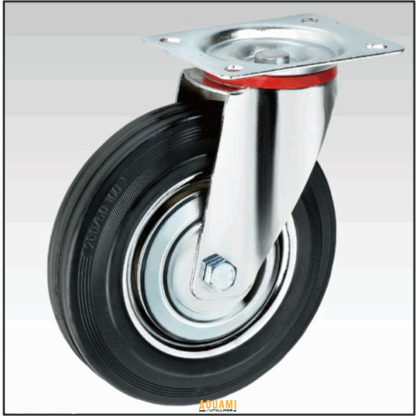 roue pivotante caoutchouc noir italy robuste maniable
