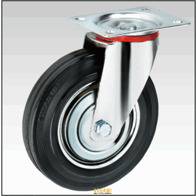 roue pivotante caoutchouc noir italy robuste maniable