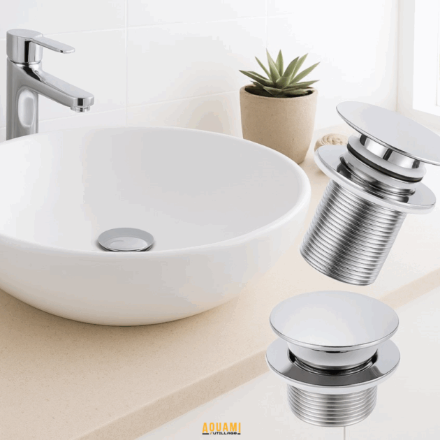 Bonde poussoir lavabo 1"1/4 clic-clac universelle chrome
