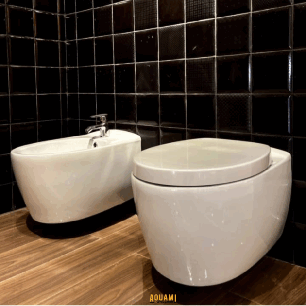 Pack WC complet Emma blanc suspendu ORCA avec bâti-support et plaque de commande