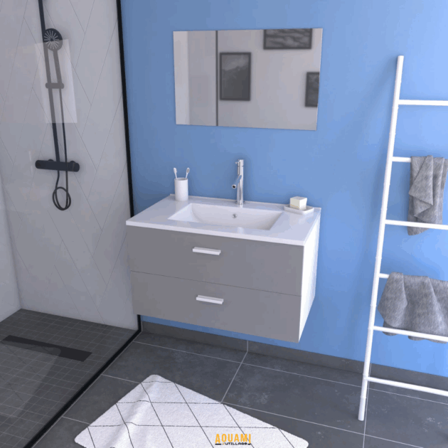 Meuble suspendu PVC avec tiroir moderne pour salle de bain