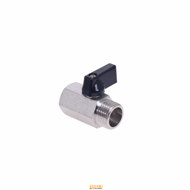 Mini vanne à bille laiton 1/4 pouce Mâle / Femelle pour compresseur et air comprimé.