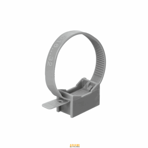 Clips collier PVC gris 16-32 mm pour fixation de conduits électriques sur mur ou plafond.
