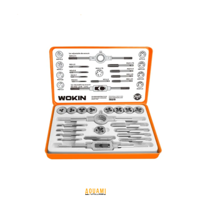 Coffret de tarauds et filières 20 pièces WOKIN pour filetage précis