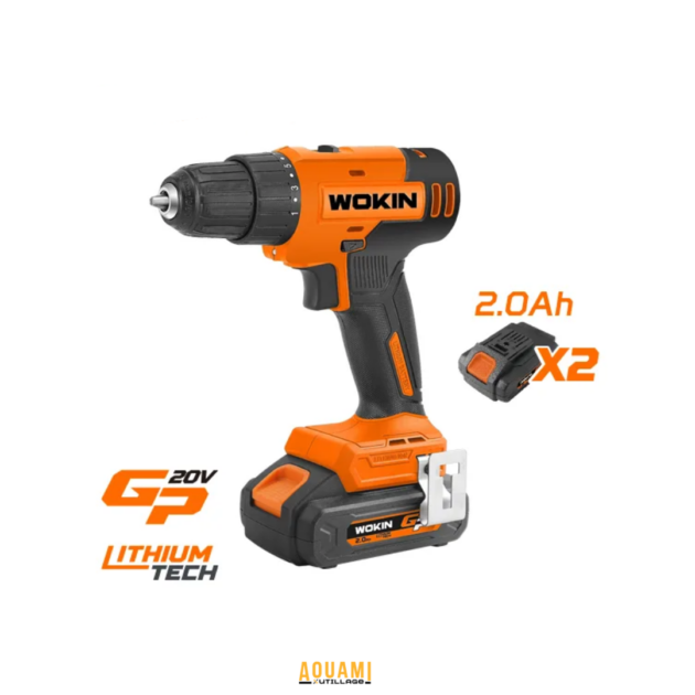 Visseuse perceuse WOKIN 10 mm 20V sans fil avec batterie rechargeable