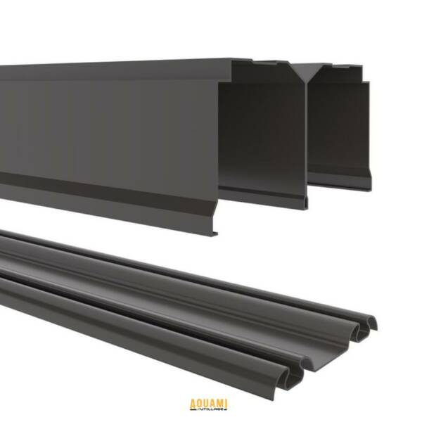 Rail dressing noir 8 cm x 6 m, système de fixation pour rideaux ou panneaux coulissants.