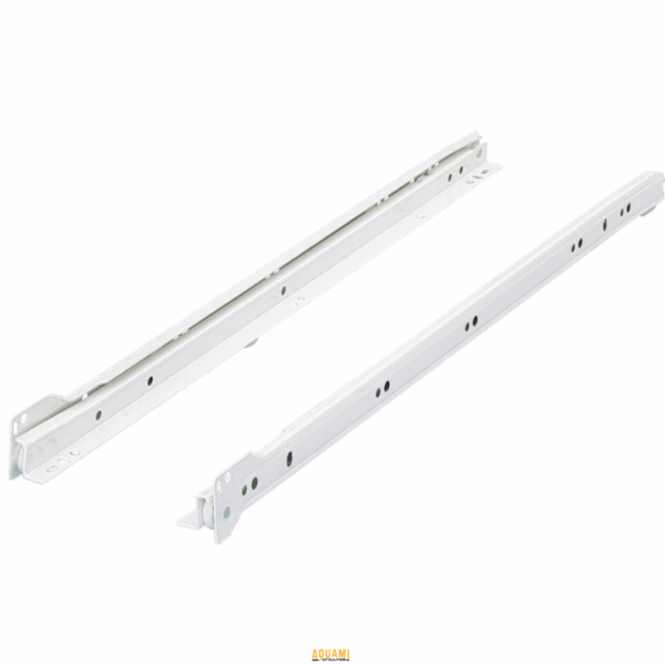 "Glissière à galets blanc 50 mm – Système de glissière robuste et fluide avec des galets blancs pour un fonctionnement silencieux et une longue durabilité. Idéale pour les tiroirs et portes coulissantes. Disponible chez Outillage Aouami."
