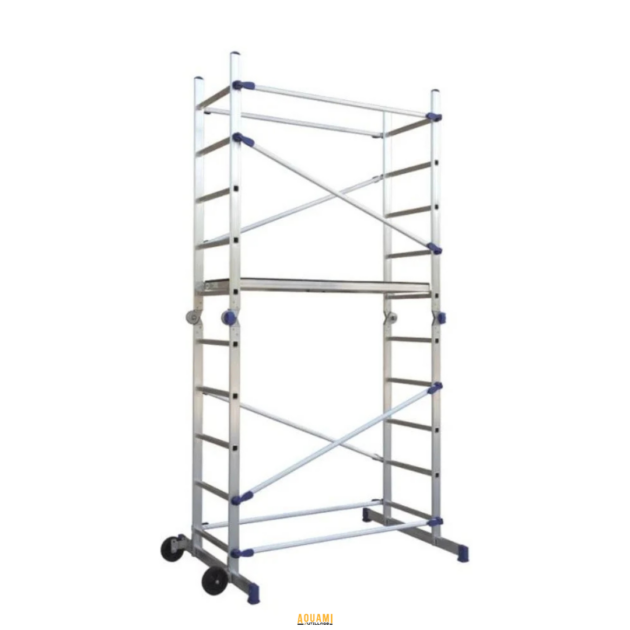 "Échafaudage plateforme 1100x400 H.T 3 mètres / 4 mètres – Échafaudage solide et stable conçu pour les travaux en hauteur, avec une plateforme spacieuse pour plus de sécurité. Disponible en 3 mètres ou 4 mètres de hauteur. Disponible chez Outillage Aouami."