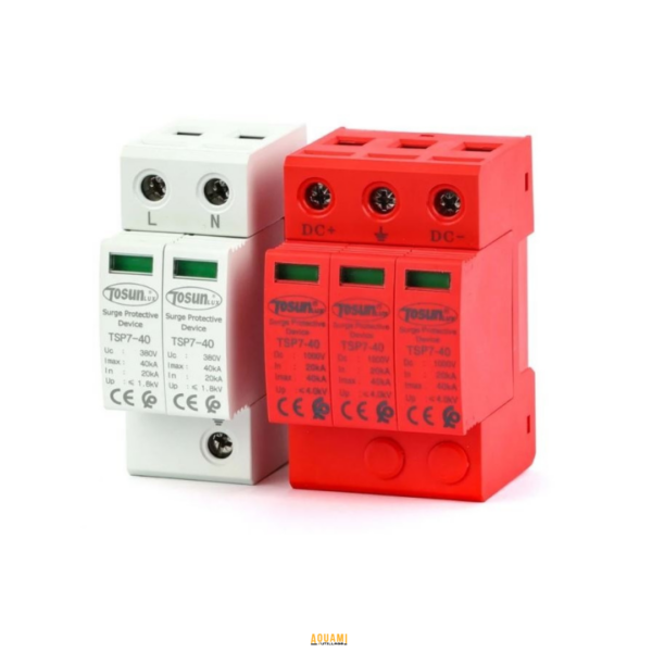 "Parafoudre solaire 2P - 1000VDC 40kA, conçu pour protéger les installations photovoltaïques contre les surtensions. Sécurisé, fiable et performant. Disponible chez Outillage Aouami."