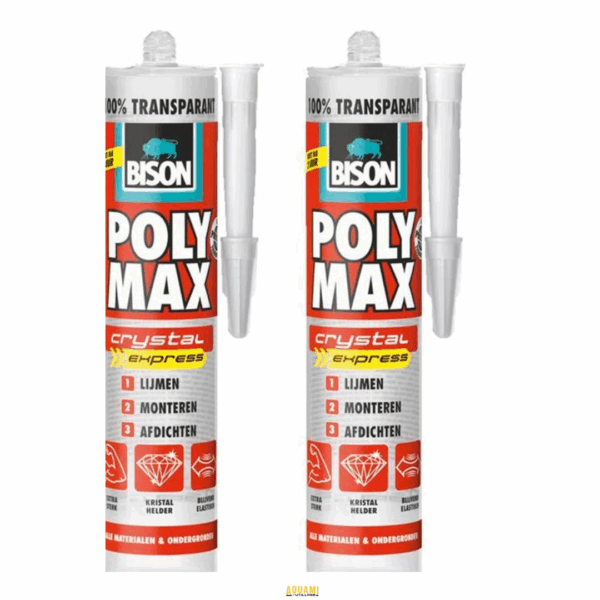"Silicone Polymax Crystal, colle et mastic transparent polyvalent pour fixation et étanchéité. Disponible chez Outillage Aouami."