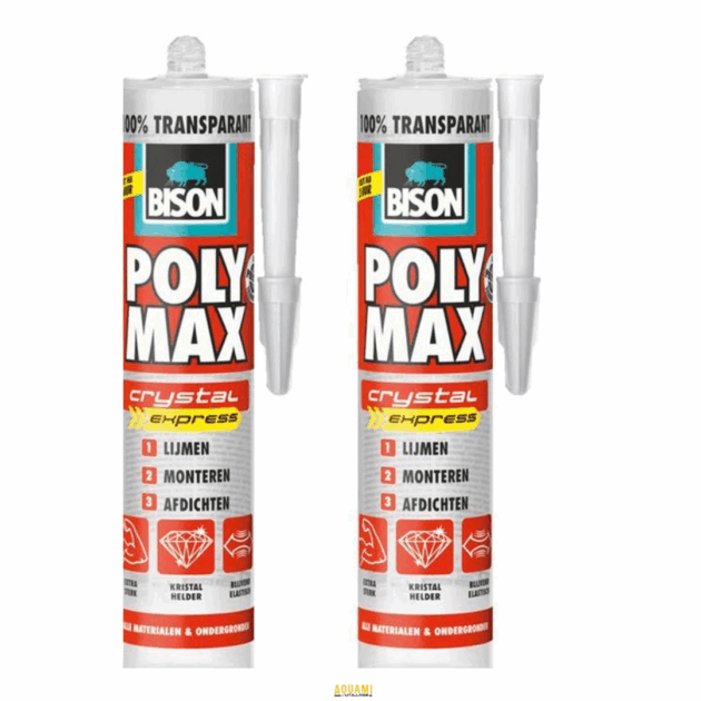 "Silicone Polymax Crystal, colle et mastic transparent polyvalent pour fixation et étanchéité. Disponible chez Outillage Aouami."