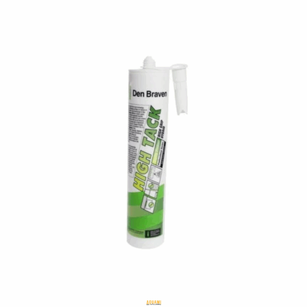 "Silicone High Tack Den Braven, conçu pour les applications de fixation et de scellement à haute adhésion. Idéal pour les matériaux de construction et les installations difficiles. Disponible chez Outillage Aouami."