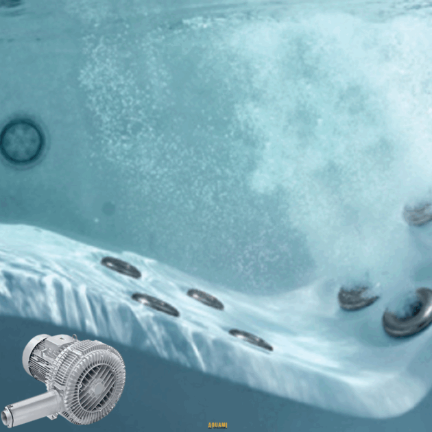 "Pompe Air Blower pour hydromassage piscine, conçue pour fournir un puissant jet d'air pour un massage aquatique, optimisant l'expérience de relaxation dans la piscine."