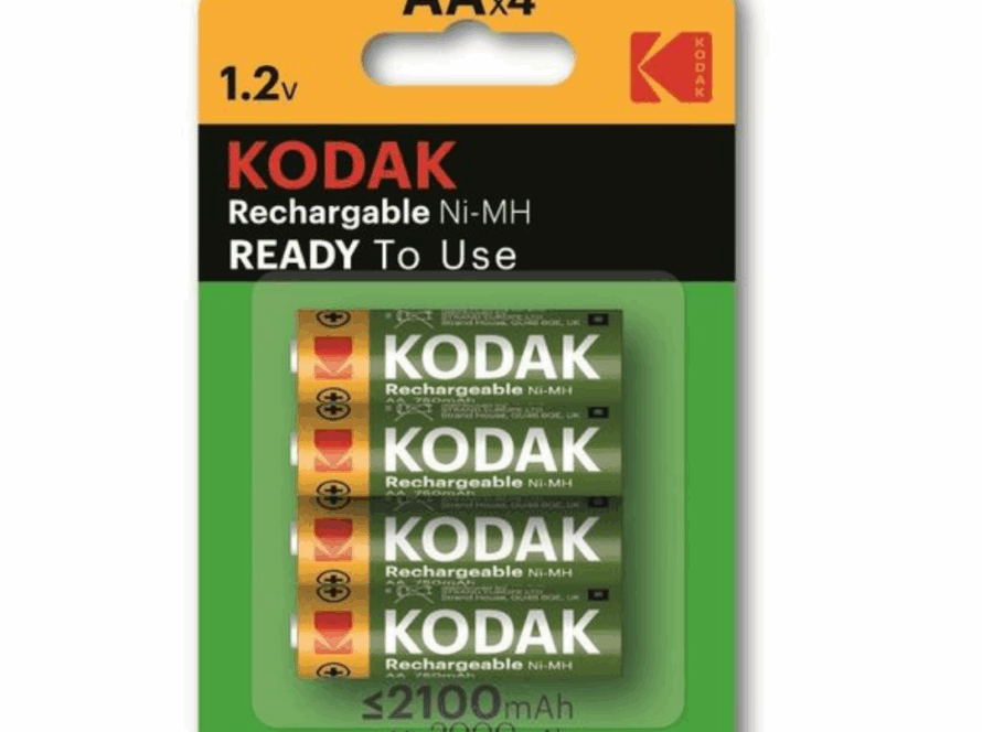 "Pack de 4 piles rechargeables Kodak AA 2100 mAh, idéales pour appareils électroniques du quotidien."