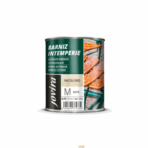 Bouteille de vernis transparent 1 litre pour extérieur, finition brillante, marque Italy.