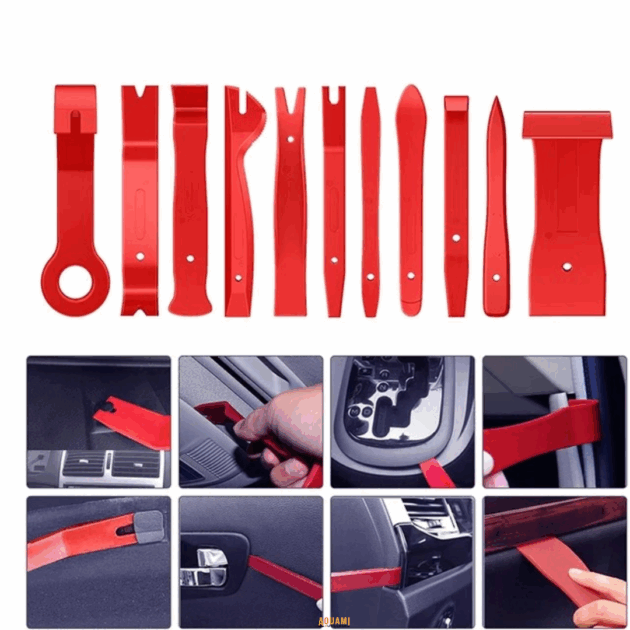 Kit 11 pièces pour démontage garniture voiture – retirez clips et panneaux sans abîmer vos intérieurs.