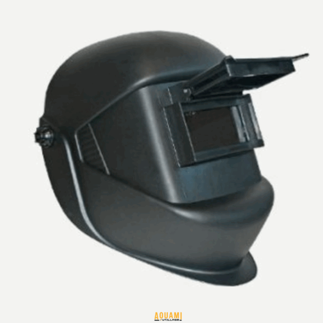 Casque soudeur porte-tête professionnel pour protection complète du visage et des yeux lors de soudure.