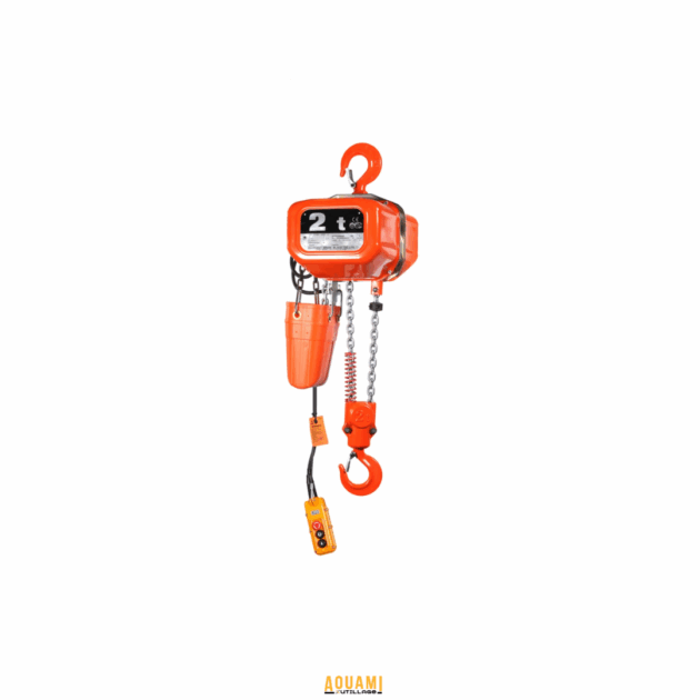 Palan à chaîne électrique 380V – 2T x 6 m, double chaîne, sans chariot
