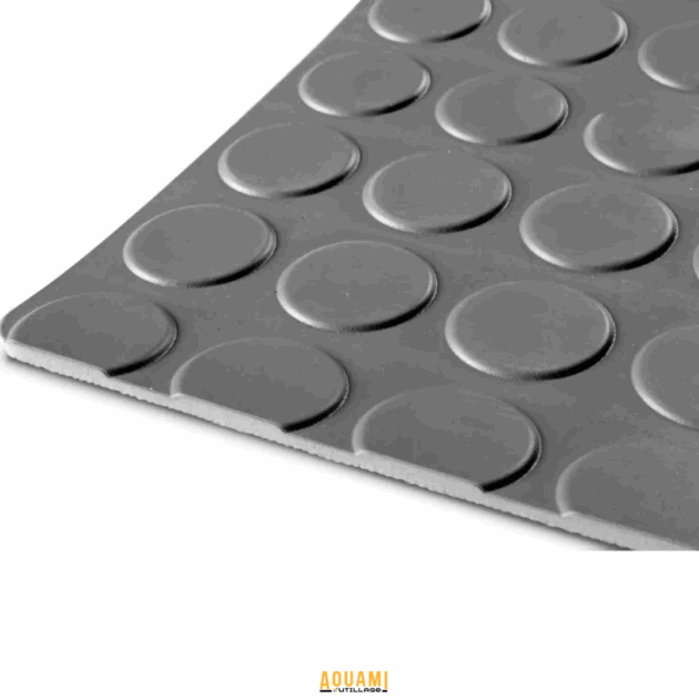 Tapis caoutchouc feuille pastille gris 1,2 m x 10 m x 3 mm – revêtement de sol antidérapant