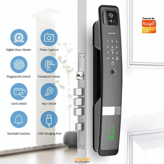 Serrure intelligente JX-E205 – serrure connectée haute sécurité avec empreinte digitale et code